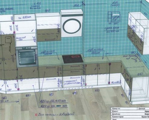 Проект кухні двокольорові фасади Проект кухні з описом та розмірами