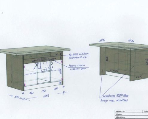 Проект острова для кухні Проект острова для кухні з розмірами