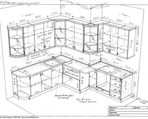 Проект кухні з розмірами Проект кухні з розмірами обтікає вент шахту