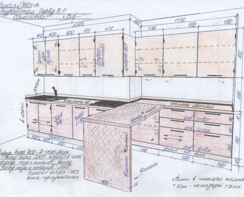 Схема креслення меблів Схема креслення меблів з розмірами та описом проекту