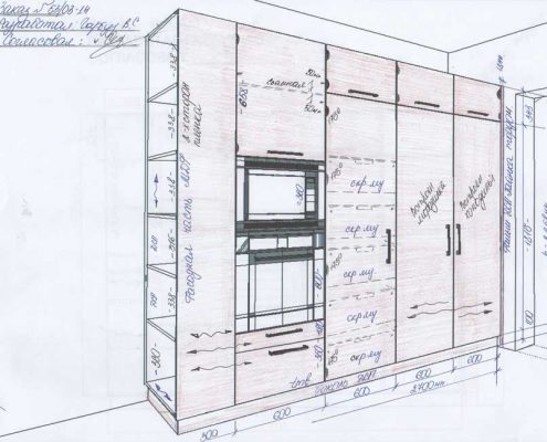Креслення кухонні колони Креслення кухонні колони схема з розмірами