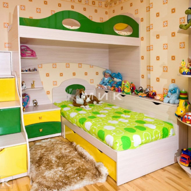 двухъярусная-кровать-в-детскую-зеленая-с-желтым-113 двухъярусная-кровать-в-детскую-зеленая-с-желтым-113