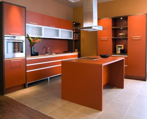 оранжевая-кухня-модерн