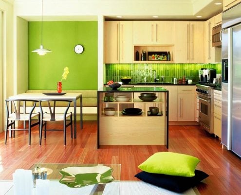 кухня-зелёного-цвета-фото