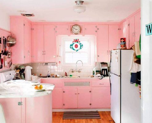 бело-розовая-кухня