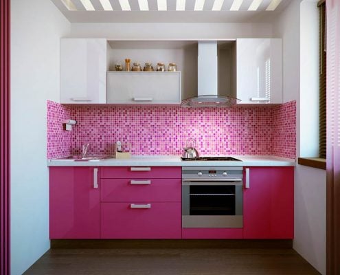 бело-розовая-кухня