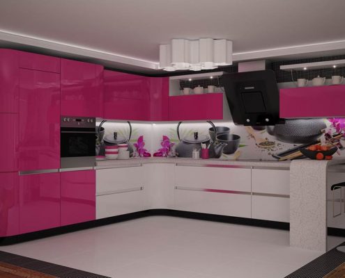 дизайн-розовой-кухни