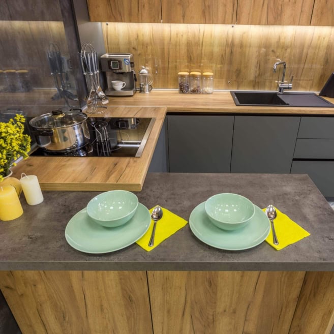 Столешница бетон на кухне Столешница под бетон на кухне