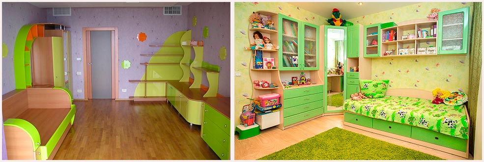 зелёная-мебель-для-детской-комнаты