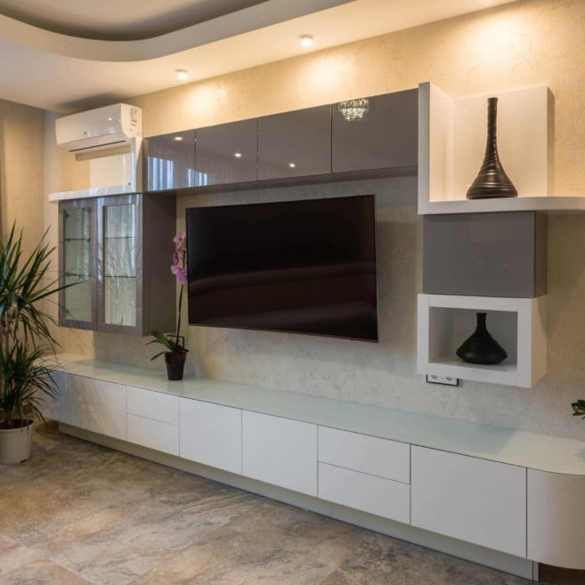 современная стенка в гостиную из мдф