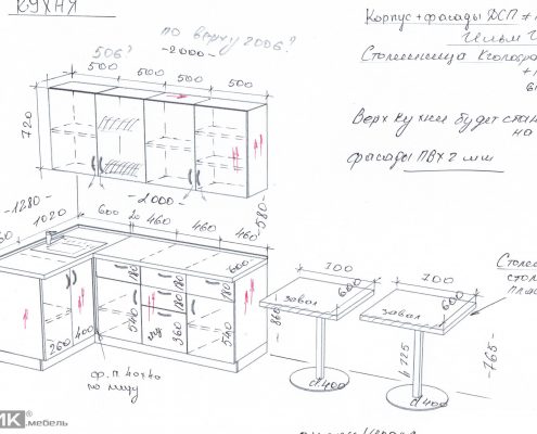 Чертеж кухни в офис Чертеж кухни в офис
