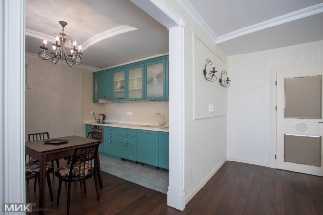 Кухня-МДФ-пленка-бирюза Кухня-МДФ-пленка-бирюза