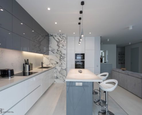 бело-серая кухня-студия-с островом бело-серая кухня-студия-с островом