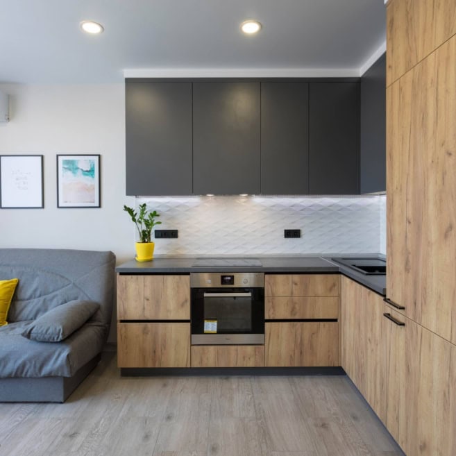 Кухня-гостиная-без-ручек