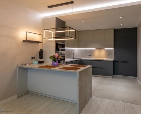 7-Кухня с фасадами Fenix в Киеве 7-Кухня с фасадами Fenix в Киеве