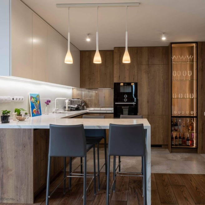 2_Кухня с барной стойкой кварц