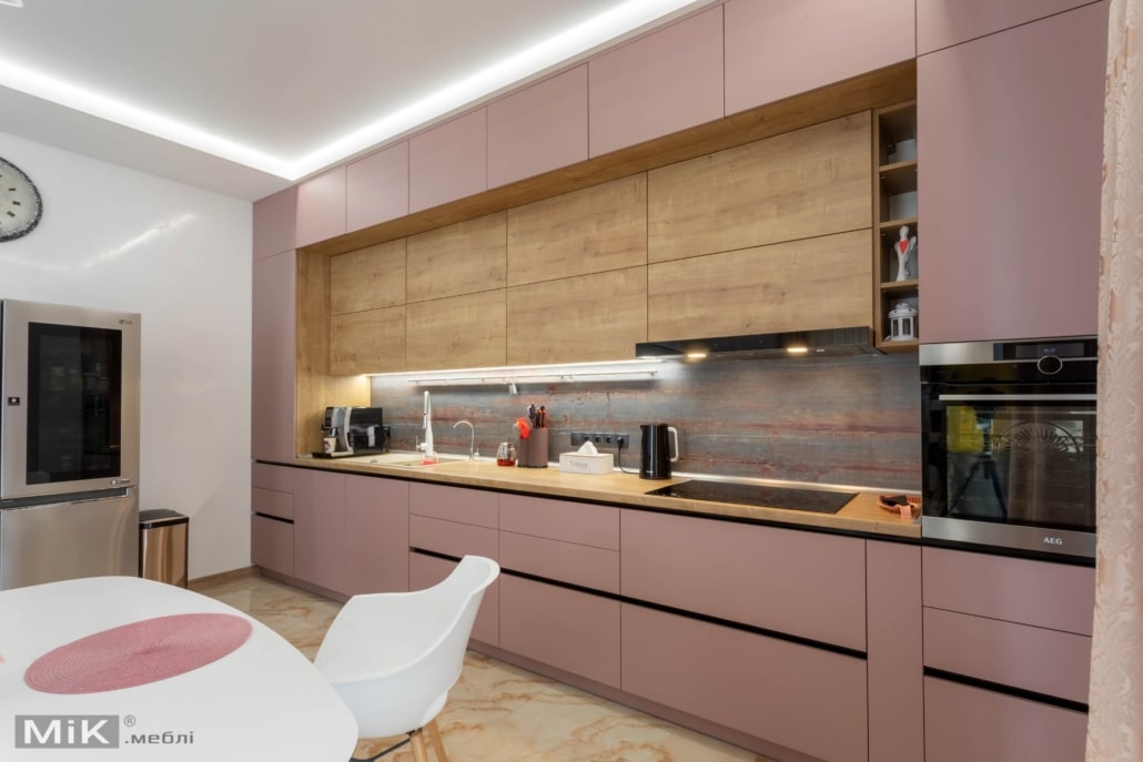 Прямая-розовая-кухня