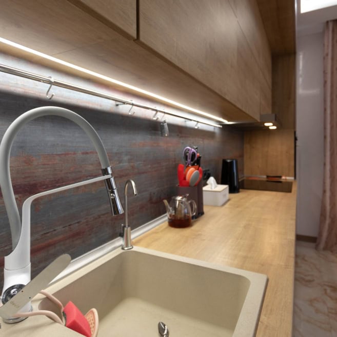 Підсвічування мийки сучасної кухні