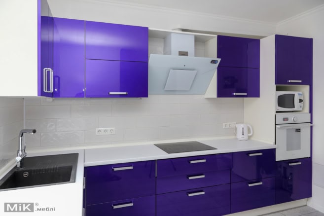 Кухня синяя МДФ глянец