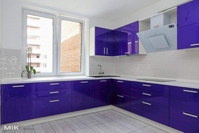 Кухня синяя угловая МДФ