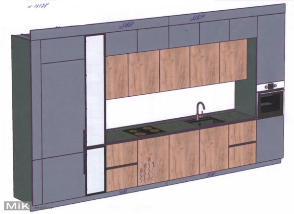 Проєкт кухні без ручок під стелю Проєкт кухні без ручок під стелю