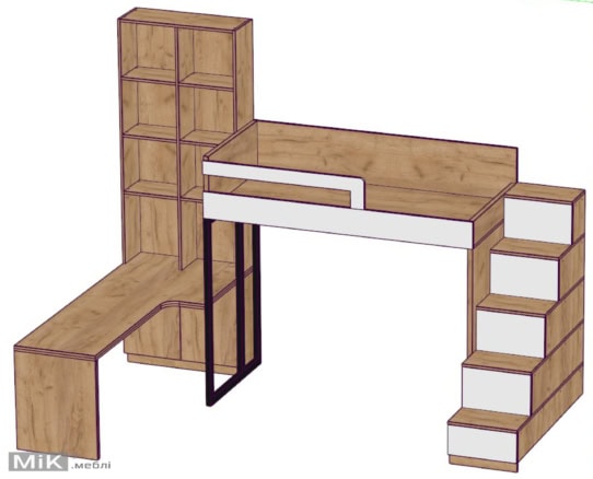 Проект мебели в детскую комнату Проект стола и кровати на втором ярусе для детской комнаты