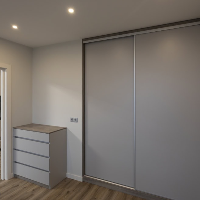 комод і шафа купе в спальні