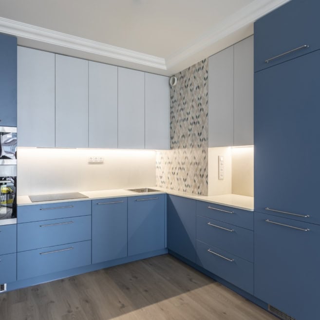 Голубая кухня из ДСП на заказ Голубая кухня из ДСП на заказ