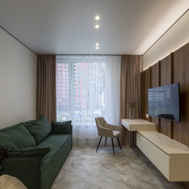 2_Обшивка стін панелями ДСП на замовлення у вітальні Обшивка стін панелями ДСП на замовлення у вітальні