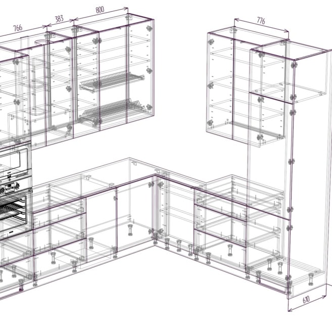 Угловая кухня на заказ-проект Угловая кухня на заказ-проект