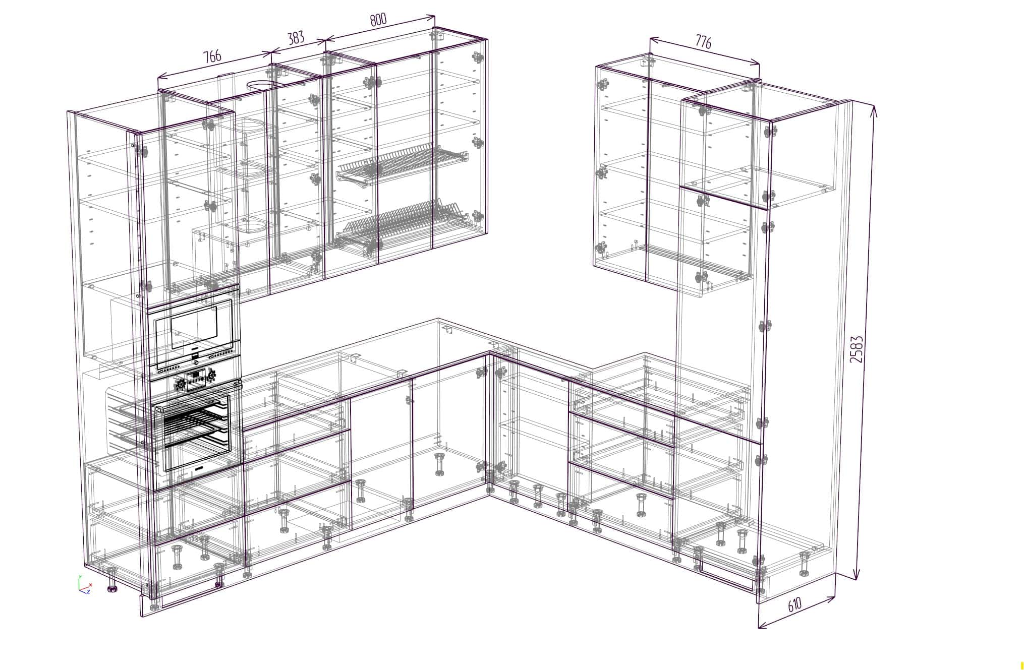 Угловая кухня на заказ-проект Угловая кухня на заказ-проект