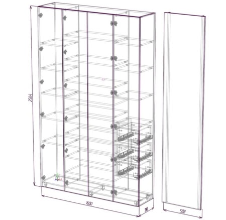Чертеж шкафа в коридор для хранения вещей