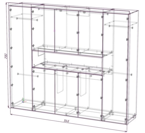 Креслення шафи з узголів’ям у спальні