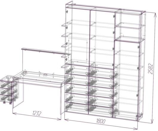 Креслення шафи з узголів’ям у спальні